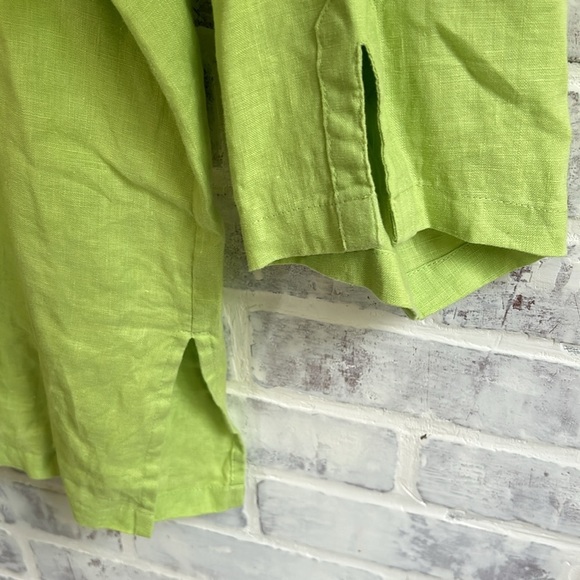 Alexandra Bartlett Women's Size 3X Lime Green Embroidered 100% Linen Top Coastal - Picture 5 of 9
